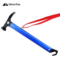 Camping Hammer Stainless Steel Copper Beech Wood Handle with Lanyard Outdoor Mountaineering Tent Multifunctional Tool Hammer