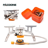 PACOONE Camping Gas Stove Outdoor Windproof Tourist Burner Portable Folding Ultralight Tourism Cooker Equipment  Hiking Picnic