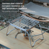 Multifunctional Folding Campfire Grill Portable Stainless Steel Camping Grill Grate Gas Stove Stand Outdoor Wood Stove Stand