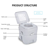 Outdoor 10L/20L Portable Camping Toilet Flush Mobile RV Caravan Motorhome Boat Outdoor Squatting Elderly Stool/Pregnant Movable