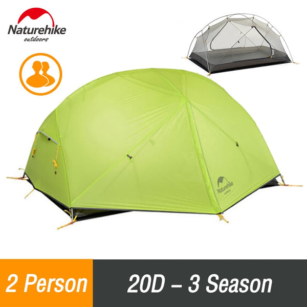 Naturehike Camping Tent 2 Person Mongar Ultralight Tent Outdoor Travel Tent Double Layer Waterproof Tent 3 Season Portable Tent