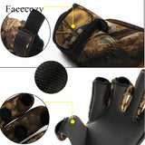 Facecozy Outdoor Winter Fishing Gloves Waterproof Three or Two Fingers Cut Anti-slip Climbing Glove Hiking Camping Riding Gloves